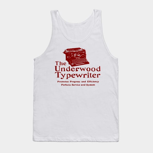 Old Ad Underwood Manual Typewriter Vintage Maroon Tank Top by MarniD9